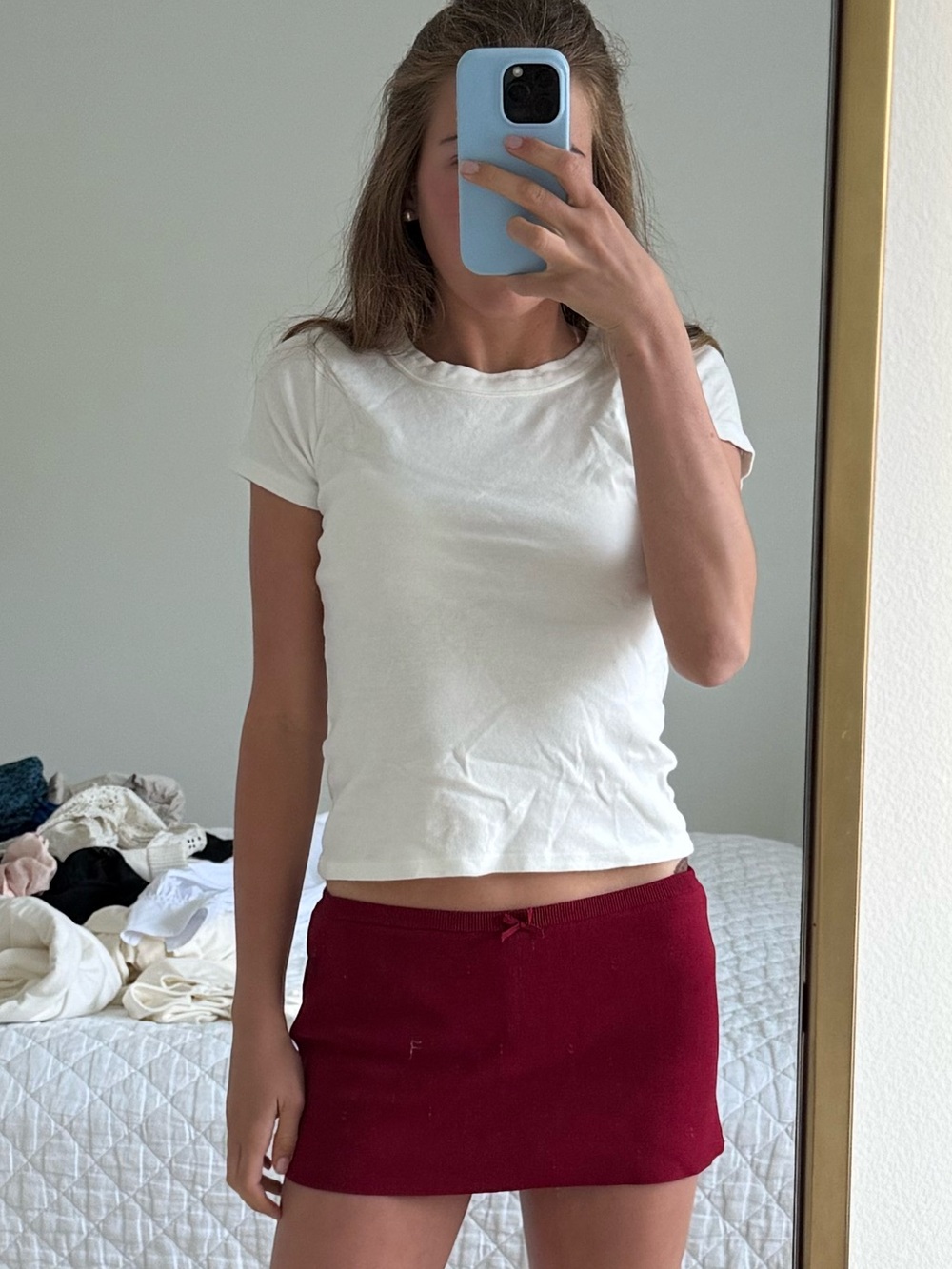 Mirror Palais Burgundy Mini Skirt